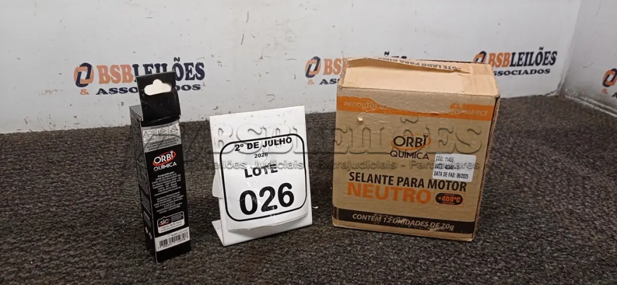 LOTE 026 - 12 BISNAGAS DE ADESIVO DE SILICONE NEUTRO PARA MOTOR DE 70G MARCA ORBI QUÍMICA. (NO ESTADO) ATENÇÃO! FAZER A VISITAÇÃO ANTES DE ARREMATAR, NÃO SABEMOS SE FUNCIONA, LEILÃO NÃO TEM GARANTIA E NEM DEVOLUÇÃO, SUJEITO A POSSÍVEIS AVARIAS VISÍVEIS/OCULTAS E/OU AUSÊNCIA DE COMPONENTES.