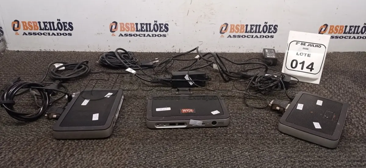 LOTE 014 - 03 MINIS COMPUTADORES TERMINAIS MARCA WYSE. (NO ESTADO) ATENÇÃO! FAZER A VISITAÇÃO ANTES DE ARREMATAR, NÃO SABEMOS SE FUNCIONA, LEILÃO NÃO TEM GARANTIA E NEM DEVOLUÇÃO, SUJEITO A POSSÍVEIS AVARIAS VISÍVEIS/OCULTAS E/OU AUSÊNCIA DE COMPONENTES.