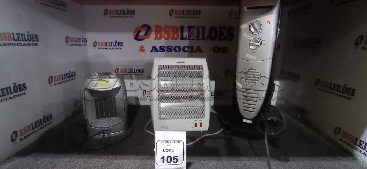 LOTE 105 - 03 AQUECEDORES DE MODELOS DIVERSOS MARCA MONDIAL. (NO ESTADO) ATENÇÃO! FAZER A VISITAÇÃO ANTES DE ARREMATAR, NÃO SABEMOS SE FUNCIONA, LEILÃO NÃO TEM GARANTIA E NEM DEVOLUÇÃO, SUJEITO A POSSÍVEIS AVARIAS VISÍVEIS/OCULTAS E/OU AUSÊNCIA DE COMPONENTES.