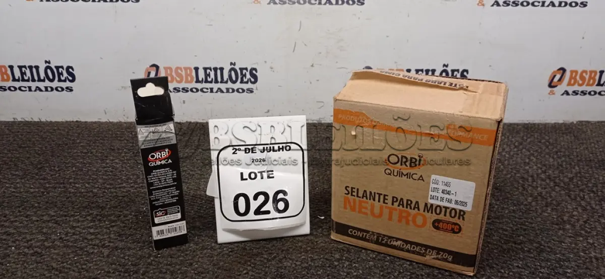 LOTE 026 - 12 BISNAGAS DE ADESIVO DE SILICONE NEUTRO PARA MOTOR DE 70G MARCA ORBI QUÍMICA. (NO ESTADO) ATENÇÃO! FAZER A VISITAÇÃO ANTES DE ARREMATAR, NÃO SABEMOS SE FUNCIONA, LEILÃO NÃO TEM GARANTIA E NEM DEVOLUÇÃO, SUJEITO A POSSÍVEIS AVARIAS VISÍVEIS/OCULTAS E/OU AUSÊNCIA DE COMPONENTES.