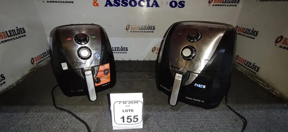 LOTE 155 - 02 AIR FRYERS 220V MARCA MONDIAL. (NO ESTADO) ATENÇÃO! FAZER A VISITAÇÃO ANTES DE ARREMATAR, NÃO SABEMOS SE FUNCIONA, LEILÃO NÃO TEM GARANTIA E NEM DEVOLUÇÃO, SUJEITO A POSSÍVEIS AVARIAS VISÍVEIS/OCULTAS E/OU AUSÊNCIA DE COMPONENTES.