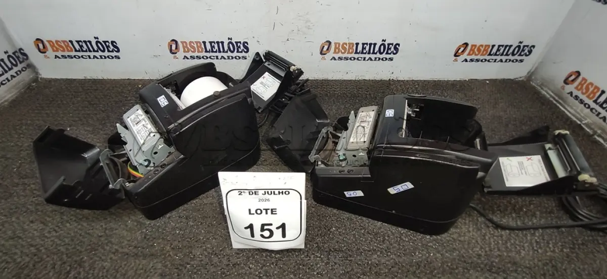 LOTE 151 - 02 IMPRESSORAS TÉRMICAS. (NO ESTADO) ATENÇÃO! FAZER A VISITAÇÃO ANTES DE ARREMATAR, NÃO SABEMOS SE FUNCIONA, LEILÃO NÃO TEM GARANTIA E NEM DEVOLUÇÃO, SUJEITO A POSSÍVEIS AVARIAS VISÍVEIS/OCULTAS E/OU AUSÊNCIA DE COMPONENTES.