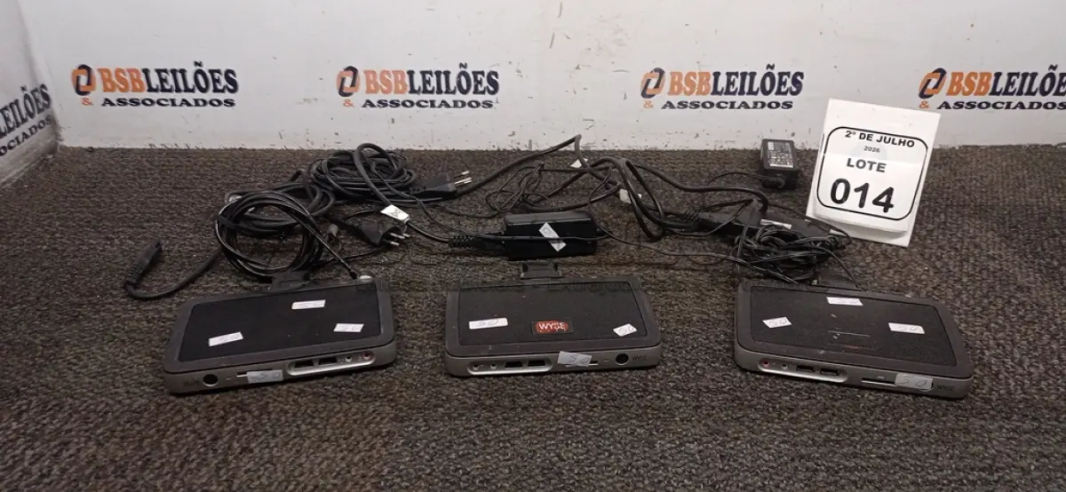 LOTE 014 - 03 MINIS COMPUTADORES TERMINAIS MARCA WYSE. (NO ESTADO) ATENÇÃO! FAZER A VISITAÇÃO ANTES DE ARREMATAR, NÃO SABEMOS SE FUNCIONA, LEILÃO NÃO TEM GARANTIA E NEM DEVOLUÇÃO, SUJEITO A POSSÍVEIS AVARIAS VISÍVEIS/OCULTAS E/OU AUSÊNCIA DE COMPONENTES.