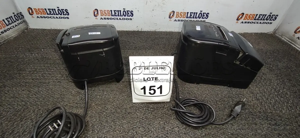 LOTE 151 - 02 IMPRESSORAS TÉRMICAS. (NO ESTADO) ATENÇÃO! FAZER A VISITAÇÃO ANTES DE ARREMATAR, NÃO SABEMOS SE FUNCIONA, LEILÃO NÃO TEM GARANTIA E NEM DEVOLUÇÃO, SUJEITO A POSSÍVEIS AVARIAS VISÍVEIS/OCULTAS E/OU AUSÊNCIA DE COMPONENTES.