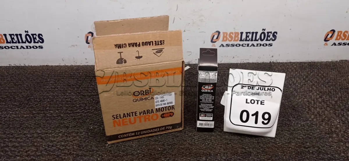 LOTE 019 - 12 BISNAGAS DE ADESIVO DE SILICONE NEUTRO PARA MOTOR DE 70G MARCA ORBI QUÍMICA. (NO ESTADO) ATENÇÃO! FAZER A VISITAÇÃO ANTES DE ARREMATAR, NÃO SABEMOS SE FUNCIONA, LEILÃO NÃO TEM GARANTIA E NEM DEVOLUÇÃO, SUJEITO A POSSÍVEIS AVARIAS VISÍVEIS/OCULTAS E/OU AUSÊNCIA DE COMPONENTES.