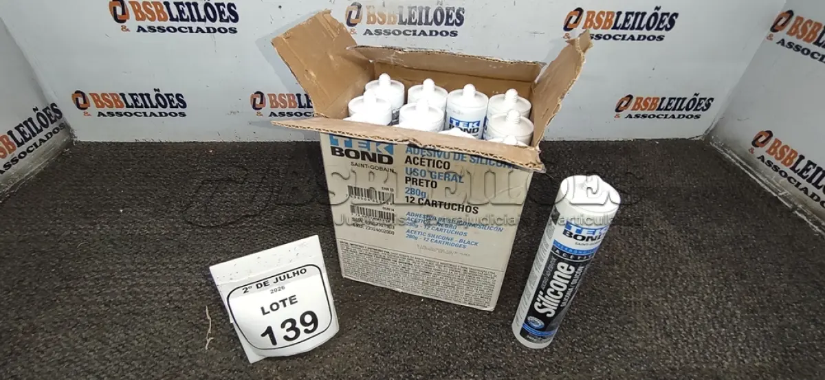 LOTE 139 - 12 BISNAGAS DE ADESIVO SILICONE PRETO 280G CADA MARCA TEK BOND. (NO ESTADO) ATENÇÃO! FAZER A VISITAÇÃO ANTES DE ARREMATAR, NÃO SABEMOS SE FUNCIONA, LEILÃO NÃO TEM GARANTIA E NEM DEVOLUÇÃO, SUJEITO A POSSÍVEIS AVARIAS VISÍVEIS/OCULTAS E/OU AUSÊNCIA DE COMPONENTES.