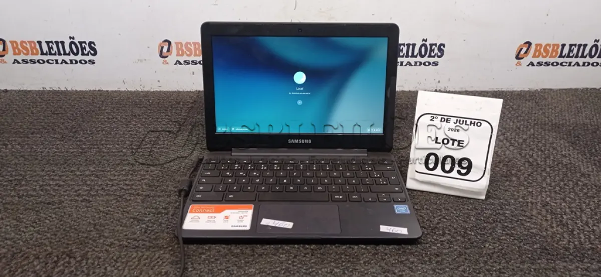 LOTE 009 - 01 CROMEBOOK LINHA CONNECT MEMÓRIA 4GB, 16GB E.MMC TELA DE 11.6’’ MARCA SAMSUNG COM FONTE. (NO ESTADO) ATENÇÃO! FAZER A VISITAÇÃO ANTES DE ARREMATAR, NÃO SABEMOS SE FUNCIONA, LEILÃO NÃO TEM GARANTIA E NEM DEVOLUÇÃO, SUJEITO A POSSÍVEIS AVARIAS VISÍVEIS/OCULTAS E/OU AUSÊNCIA DE COMPONENTES.