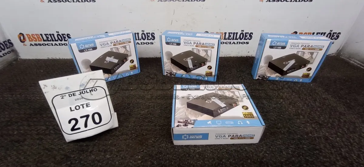 LOTE 270 - 04 ADAPTADORES CONVERSOR VGA PARA HDMI MARCA LOTUS. (NO ESTADO) ATENÇÃO! FAZER A VISITAÇÃO ANTES DE ARREMATAR, NÃO SABEMOS SE FUNCIONA, LEILÃO NÃO TEM GARANTIA E NEM DEVOLUÇÃO, SUJEITO A POSSÍVEIS AVARIAS VISÍVEIS/OCULTAS E/OU AUSÊNCIA DE COMPONENTES.