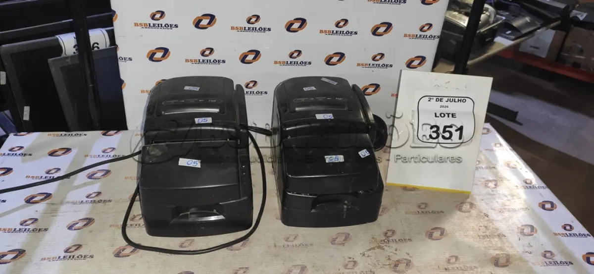 LOTE 351 - 02 IMPRESSORAS TÉRMICAS. (NO ESTADO) ATENÇÃO! FAZER A VISITAÇÃO ANTES DE ARREMATAR, NÃO SABEMOS SE FUNCIONA, LEILÃO NÃO TEM GARANTIA E NEM DEVOLUÇÃO, SUJEITO A POSSÍVEIS AVARIAS VISÍVEIS/OCULTAS E/OU AUSÊNCIA DE COMPONENTES.