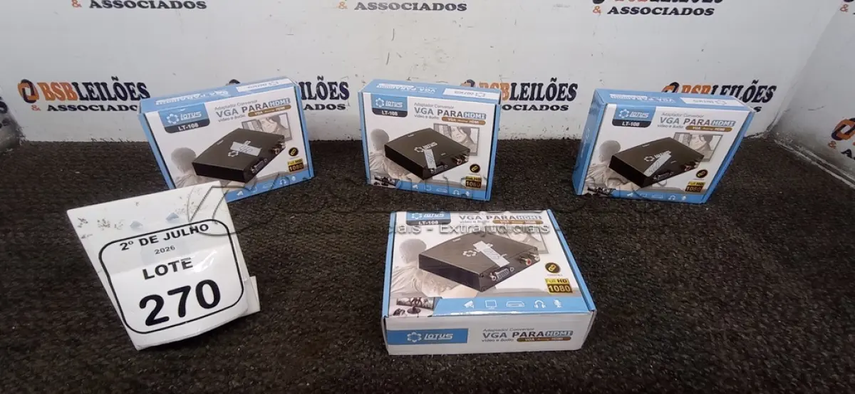 LOTE 270 - 04 ADAPTADORES CONVERSOR VGA PARA HDMI MARCA LOTUS. (NO ESTADO) ATENÇÃO! FAZER A VISITAÇÃO ANTES DE ARREMATAR, NÃO SABEMOS SE FUNCIONA, LEILÃO NÃO TEM GARANTIA E NEM DEVOLUÇÃO, SUJEITO A POSSÍVEIS AVARIAS VISÍVEIS/OCULTAS E/OU AUSÊNCIA DE COMPONENTES.