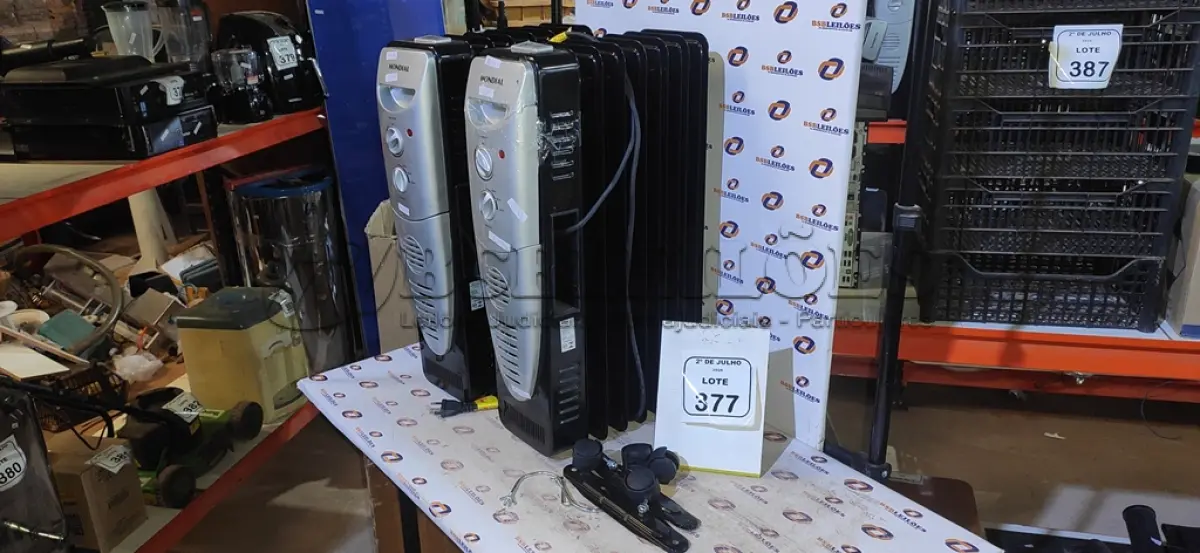 LOTE 377 - 02 AQUECEDORES 220V MARCA MONDIAL. (NO ESTADO) ATENÇÃO! FAZER A VISITAÇÃO ANTES DE ARREMATAR, NÃO SABEMOS SE FUNCIONA, LEILÃO NÃO TEM GARANTIA E NEM DEVOLUÇÃO, SUJEITO A POSSÍVEIS AVARIAS VISÍVEIS/OCULTAS E/OU AUSÊNCIA DE COMPONENTES.