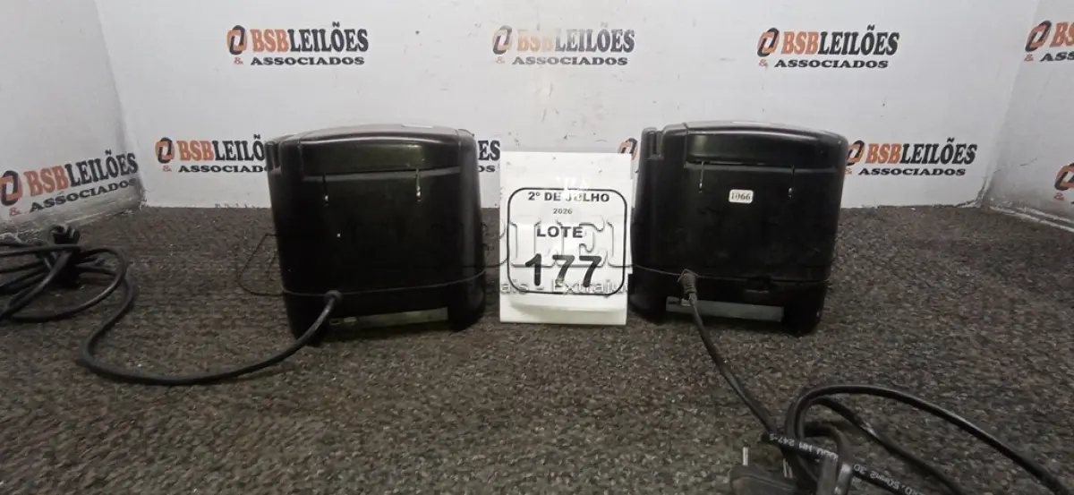 LOTE 177 - 02 IMPRESSORAS TÉRMICAS. (NO ESTADO) ATENÇÃO! FAZER A VISITAÇÃO ANTES DE ARREMATAR, NÃO SABEMOS SE FUNCIONA, LEILÃO NÃO TEM GARANTIA E NEM DEVOLUÇÃO, SUJEITO A POSSÍVEIS AVARIAS VISÍVEIS/OCULTAS E/OU AUSÊNCIA DE COMPONENTES.