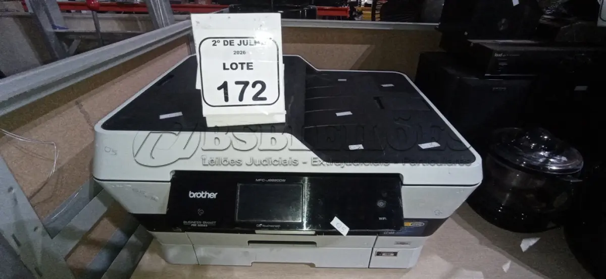LOTE 172 - 01 IMPRESSORA MULTIFUNCIONAL MODELO MFC-J6920DN MARCA BROTHER. (NO ESTADO) ATENÇÃO! FAZER A VISITAÇÃO ANTES DE ARREMATAR, NÃO SABEMOS SE FUNCIONA, LEILÃO NÃO TEM GARANTIA E NEM DEVOLUÇÃO, SUJEITO A POSSÍVEIS AVARIAS VISÍVEIS/OCULTAS E/OU AUSÊNCIA DE COMPONENTES.