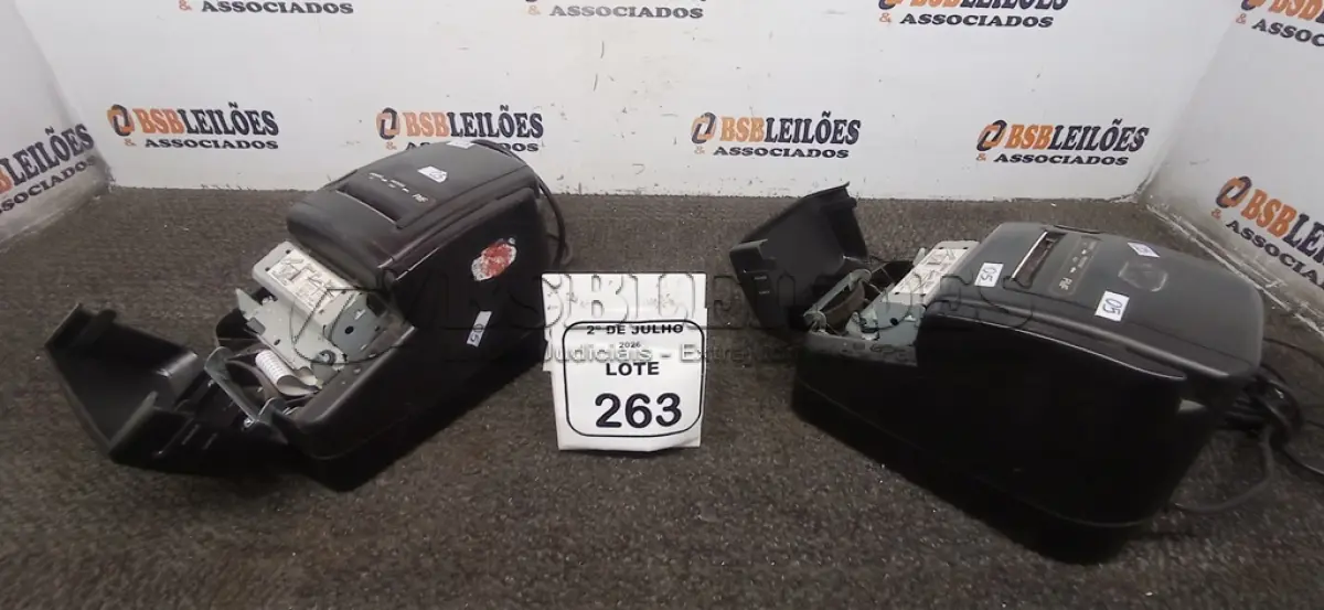 LOTE 263 - 02 IMPRESSORAS TÉRMICAS. (NO ESTADO) ATENÇÃO! FAZER A VISITAÇÃO ANTES DE ARREMATAR, NÃO SABEMOS SE FUNCIONA, LEILÃO NÃO TEM GARANTIA E NEM DEVOLUÇÃO, SUJEITO A POSSÍVEIS AVARIAS VISÍVEIS/OCULTAS E/OU AUSÊNCIA DE COMPONENTES.