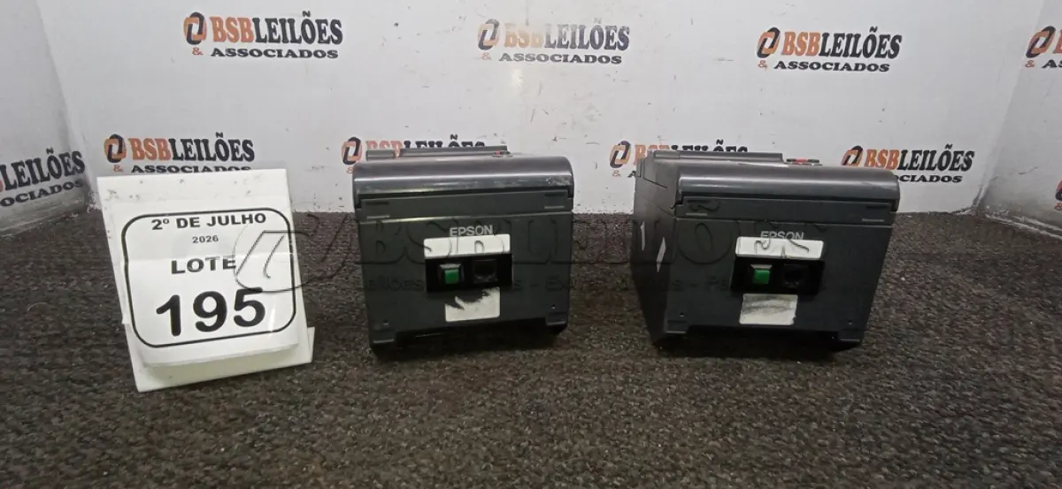 LOTE 195 - 02 IMPRESSORAS TÉRMICAS. (NO ESTADO) ATENÇÃO! FAZER A VISITAÇÃO ANTES DE ARREMATAR, NÃO SABEMOS SE FUNCIONA, LEILÃO NÃO TEM GARANTIA E NEM DEVOLUÇÃO, SUJEITO A POSSÍVEIS AVARIAS VISÍVEIS/OCULTAS E/OU AUSÊNCIA DE COMPONENTES.
