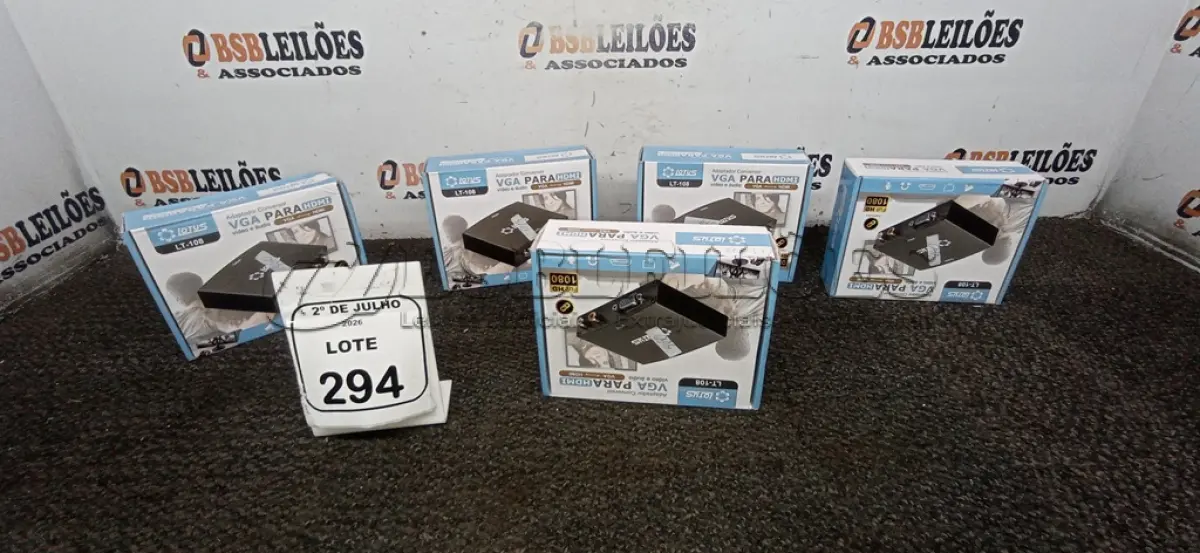 LOTE 294 - 05 ADAPTADORES CONVERSOR VGA PARA HDMI MARCA LOTUS. (NO ESTADO) ATENÇÃO! FAZER A VISITAÇÃO ANTES DE ARREMATAR, NÃO SABEMOS SE FUNCIONA, LEILÃO NÃO TEM GARANTIA E NEM DEVOLUÇÃO, SUJEITO A POSSÍVEIS AVARIAS VISÍVEIS/OCULTAS E/OU AUSÊNCIA DE COMPONENTES.