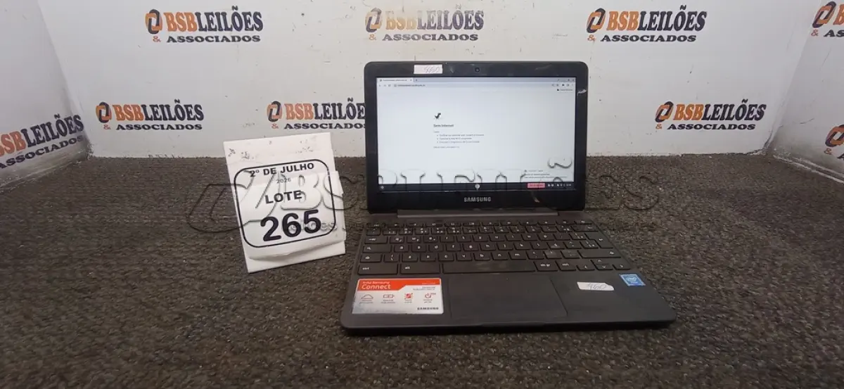 LOTE 265 - 01 CROMEBOOK LINHA CONNECT MEMÓRIA 2GB, 16GB E.MMC TELA DE 11.6’’ MARCA SAMSUNG SEM FONTE. (NO ESTADO) ATENÇÃO! FAZER A VISITAÇÃO ANTES DE ARREMATAR, NÃO SABEMOS SE FUNCIONA, LEILÃO NÃO TEM GARANTIA E NEM DEVOLUÇÃO, SUJEITO A POSSÍVEIS AVARIAS VISÍVEIS/OCULTAS E/OU AUSÊNCIA DE COMPONENTES.