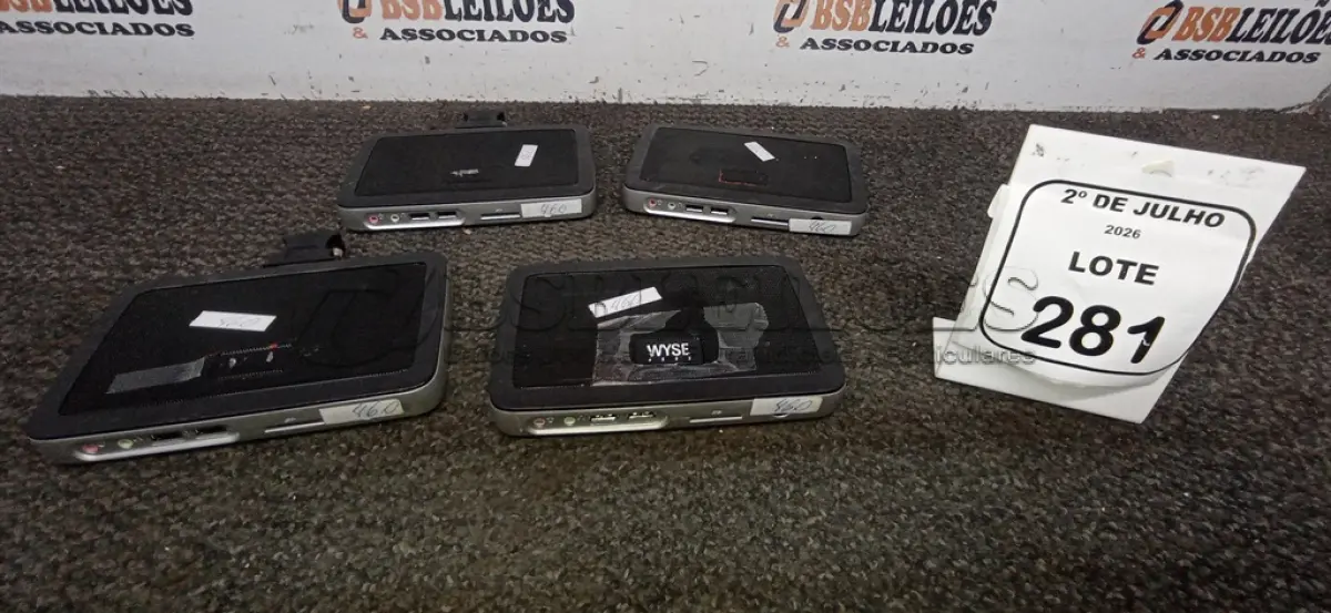 LOTE 281 - 04 MINIS COMPUTADORES TERMINAIS MARCA WYSE SEM FONTE. (NO ESTADO) ATENÇÃO! FAZER A VISITAÇÃO ANTES DE ARREMATAR, NÃO SABEMOS SE FUNCIONA, LEILÃO NÃO TEM GARANTIA E NEM DEVOLUÇÃO, SUJEITO A POSSÍVEIS AVARIAS VISÍVEIS/OCULTAS E/OU AUSÊNCIA DE COMPONENTES.