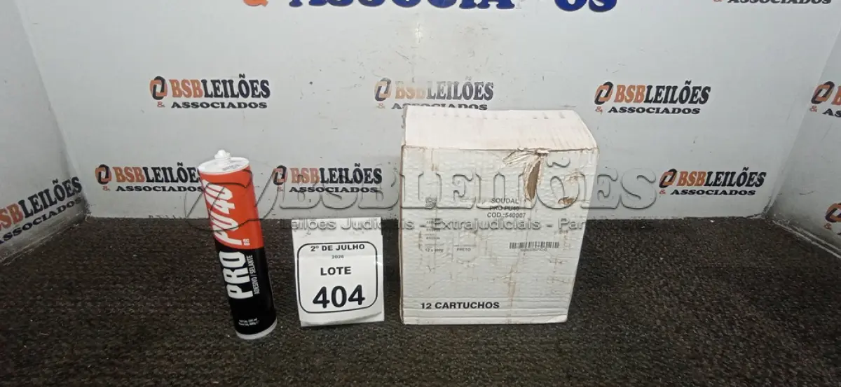 LOTE 404 - 12 ADESIVOS/SELANTE PU 40 230ML CADA. (NO ESTADO) ATENÇÃO! FAZER A VISITAÇÃO ANTES DE ARREMATAR, NÃO SABEMOS SE FUNCIONA, LEILÃO NÃO TEM GARANTIA E NEM DEVOLUÇÃO, SUJEITO A POSSÍVEIS AVARIAS VISÍVEIS/OCULTAS E/OU AUSÊNCIA DE COMPONENTES.