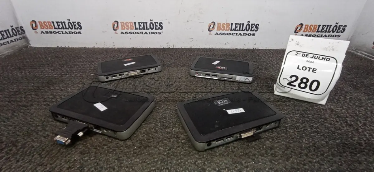 LOTE 280 - 04 MINIS COMPUTADORES TERMINAIS MARCA WYSE SEM FONTE. (NO ESTADO) ATENÇÃO! FAZER A VISITAÇÃO ANTES DE ARREMATAR, NÃO SABEMOS SE FUNCIONA, LEILÃO NÃO TEM GARANTIA E NEM DEVOLUÇÃO, SUJEITO A POSSÍVEIS AVARIAS VISÍVEIS/OCULTAS E/OU AUSÊNCIA DE COMPONENTES.
