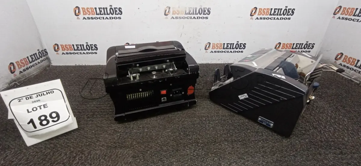 LOTE 189 - 02 MÁQUINAS DE CONTAR CÉDULA. (NO ESTADO) ATENÇÃO! FAZER A VISITAÇÃO ANTES DE ARREMATAR, NÃO SABEMOS SE FUNCIONA, LEILÃO NÃO TEM GARANTIA E NEM DEVOLUÇÃO, SUJEITO A POSSÍVEIS AVARIAS VISÍVEIS/OCULTAS E/OU AUSÊNCIA DE COMPONENTES.