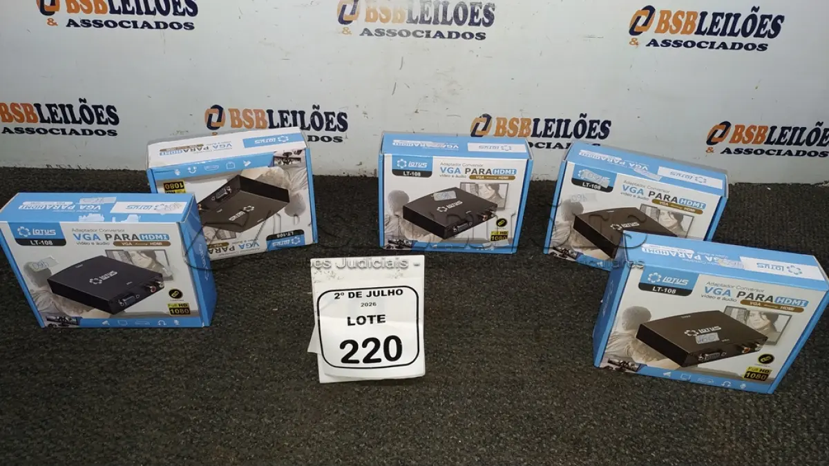 LOTE 220 - 05 ADAPTADORES CONVERSOR VGA PARA HDMI MARCA LOTUS. (NO ESTADO) ATENÇÃO! FAZER A VISITAÇÃO ANTES DE ARREMATAR, NÃO SABEMOS SE FUNCIONA, LEILÃO NÃO TEM GARANTIA E NEM DEVOLUÇÃO, SUJEITO A POSSÍVEIS AVARIAS VISÍVEIS/OCULTAS E/OU AUSÊNCIA DE COMPONENTES.