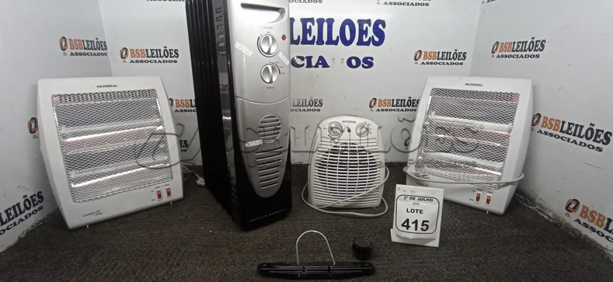 LOTE 415 - 04 AQUECEDORES DE MODELOS DIVERSOS MARCA MONDIAL. (NO ESTADO) ATENÇÃO! FAZER A VISITAÇÃO ANTES DE ARREMATAR, NÃO SABEMOS SE FUNCIONA, LEILÃO NÃO TEM GARANTIA E NEM DEVOLUÇÃO, SUJEITO A POSSÍVEIS AVARIAS VISÍVEIS/OCULTAS E/OU AUSÊNCIA DE COMPONENTES.