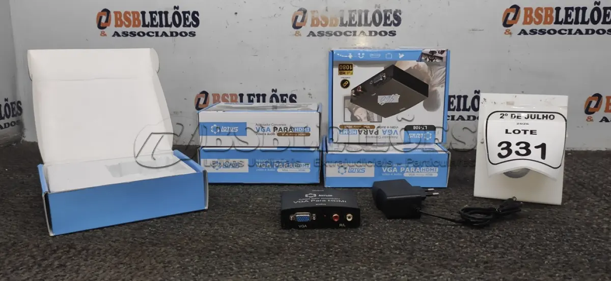 LOTE 331 - 05 ADAPTADORES CONVERSOR VGA PARA HDMI MARCA LOTUS. (NO ESTADO) ATENÇÃO! FAZER A VISITAÇÃO ANTES DE ARREMATAR, NÃO SABEMOS SE FUNCIONA, LEILÃO NÃO TEM GARANTIA E NEM DEVOLUÇÃO, SUJEITO A POSSÍVEIS AVARIAS VISÍVEIS/OCULTAS E/OU AUSÊNCIA DE COMPONENTES.