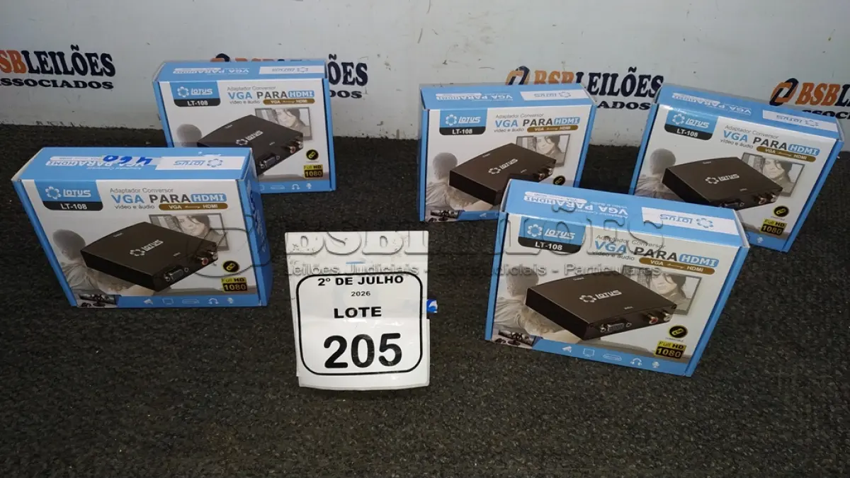 LOTE 205 - 05 ADAPTADORES CONVERSOR VGA PARA HDMI MARCA LOTUS. (NO ESTADO) ATENÇÃO! FAZER A VISITAÇÃO ANTES DE ARREMATAR, NÃO SABEMOS SE FUNCIONA, LEILÃO NÃO TEM GARANTIA E NEM DEVOLUÇÃO, SUJEITO A POSSÍVEIS AVARIAS VISÍVEIS/OCULTAS E/OU AUSÊNCIA DE COMPONENTES.