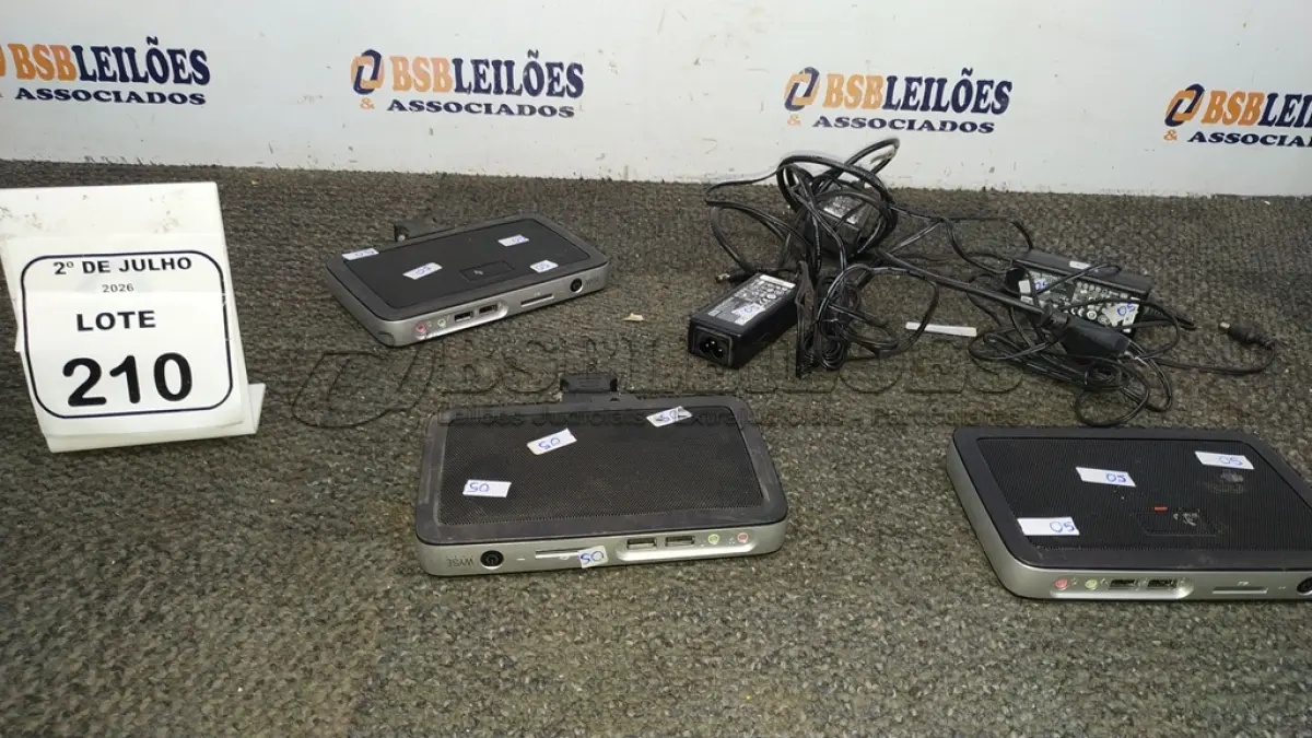 LOTE 210 - 03 MINICOMPUTADORES TERMINAIS MARCA WYSE. (NO ESTADO) ATENÇÃO! FAZER A VISITAÇÃO ANTES DE ARREMATAR, NÃO SABEMOS SE FUNCIONA, LEILÃO NÃO TEM GARANTIA E NEM DEVOLUÇÃO, SUJEITO A POSSÍVEIS AVARIAS VISÍVEIS/OCULTAS E/OU AUSÊNCIA DE COMPONENTES.