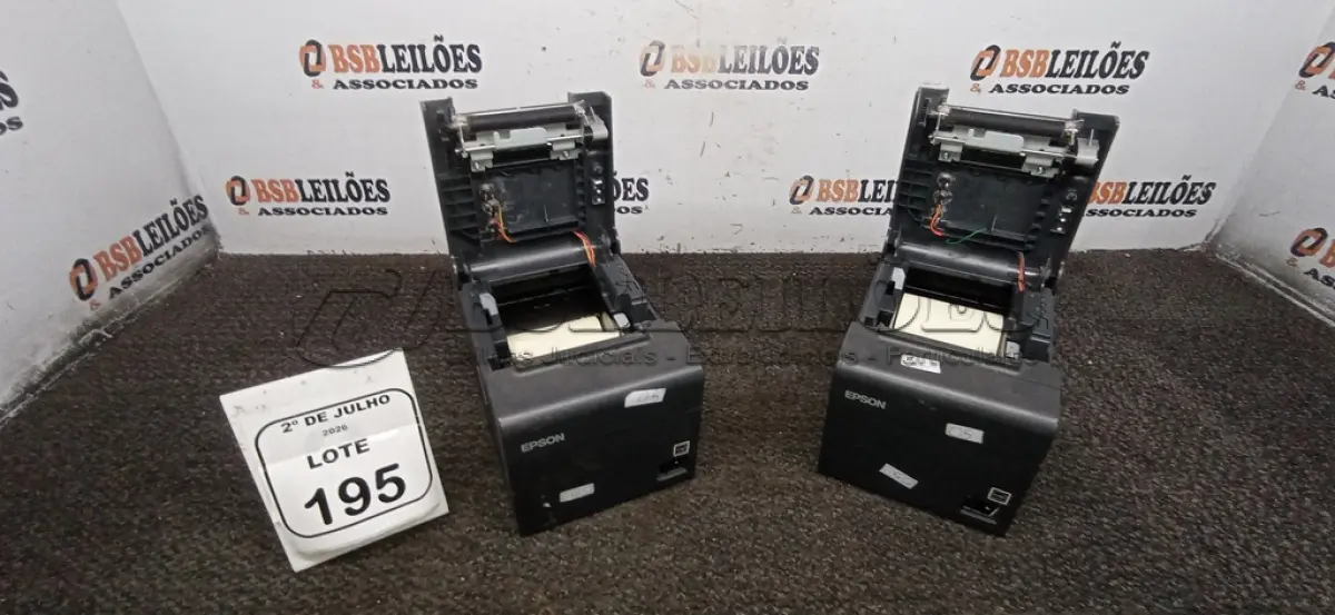 LOTE 195 - 02 IMPRESSORAS TÉRMICAS. (NO ESTADO) ATENÇÃO! FAZER A VISITAÇÃO ANTES DE ARREMATAR, NÃO SABEMOS SE FUNCIONA, LEILÃO NÃO TEM GARANTIA E NEM DEVOLUÇÃO, SUJEITO A POSSÍVEIS AVARIAS VISÍVEIS/OCULTAS E/OU AUSÊNCIA DE COMPONENTES.
