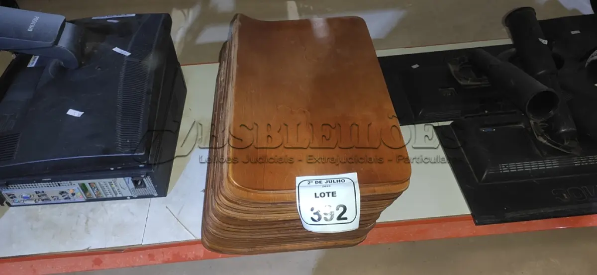 LOTE 392 - 20 PLACAS DE MADEIRA. (NO ESTADO) ATENÇÃO! FAZER A VISITAÇÃO ANTES DE ARREMATAR, NÃO SABEMOS SE FUNCIONA, LEILÃO NÃO TEM GARANTIA E NEM DEVOLUÇÃO, SUJEITO A POSSÍVEIS AVARIAS VISÍVEIS/OCULTAS E/OU AUSÊNCIA DE COMPONENTES.