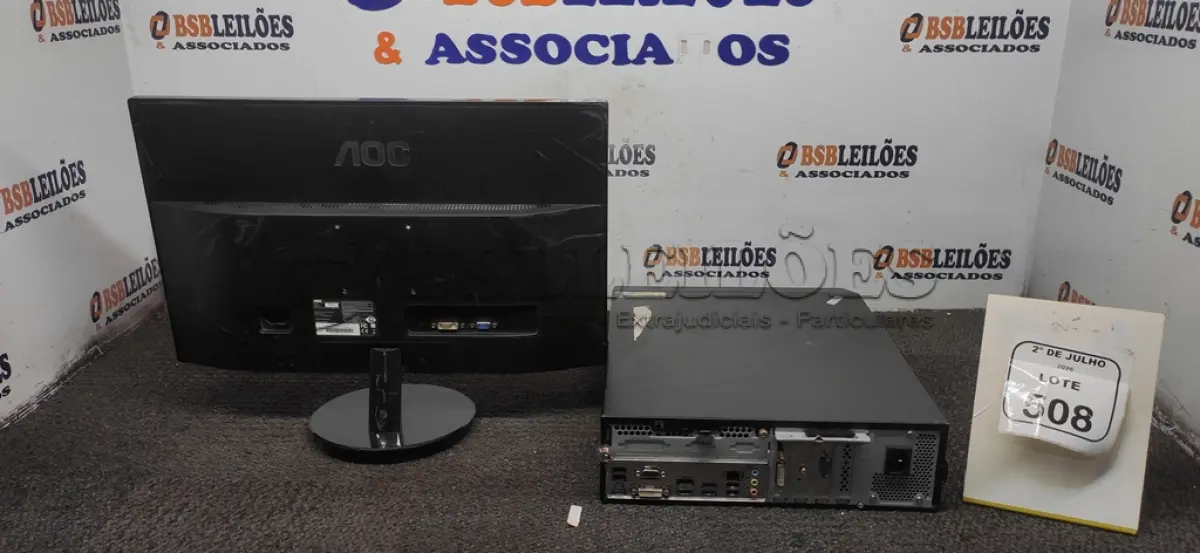 LOTE 508 - 01 MONITOR MARCA AOC E 01 CPU MARCA SAMSUNG. (NO ESTADO) ATENÇÃO! FAZER A VISITAÇÃO ANTES DE ARREMATAR, NÃO SABEMOS SE FUNCIONA, LEILÃO NÃO TEM GARANTIA E NEM DEVOLUÇÃO, SUJEITO A POSSÍVEIS AVARIAS VISÍVEIS/OCULTAS E/OU AUSÊNCIA DE COMPONENTES.