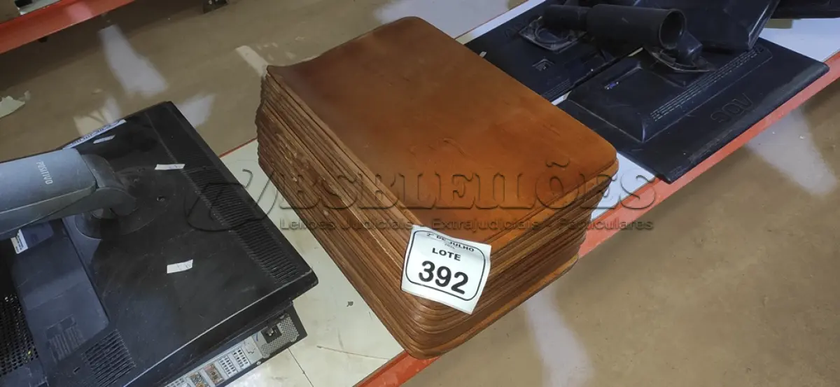 LOTE 392 - 20 PLACAS DE MADEIRA. (NO ESTADO) ATENÇÃO! FAZER A VISITAÇÃO ANTES DE ARREMATAR, NÃO SABEMOS SE FUNCIONA, LEILÃO NÃO TEM GARANTIA E NEM DEVOLUÇÃO, SUJEITO A POSSÍVEIS AVARIAS VISÍVEIS/OCULTAS E/OU AUSÊNCIA DE COMPONENTES.
