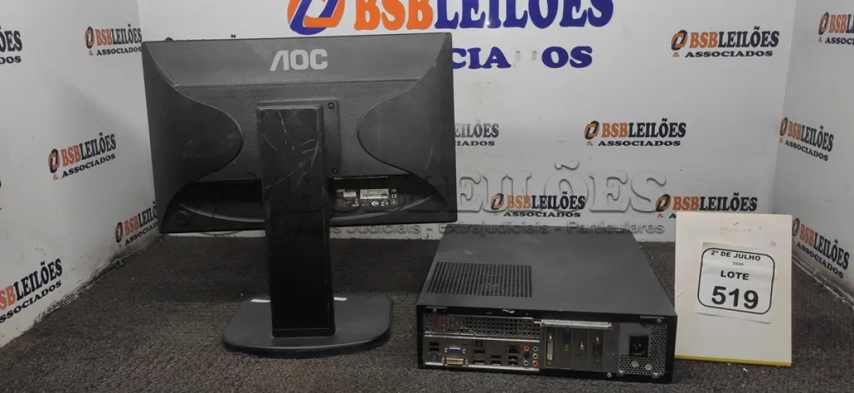 LOTE 519 - 01 MONITOR MARCA AOC E 01 CPU MARCA ITAUTEC . (NO ESTADO) ATENÇÃO! FAZER A VISITAÇÃO ANTES DE ARREMATAR, NÃO SABEMOS SE FUNCIONA, LEILÃO NÃO TEM GARANTIA E NEM DEVOLUÇÃO, SUJEITO A POSSÍVEIS AVARIAS VISÍVEIS/OCULTAS E/OU AUSÊNCIA DE COMPONENTES.