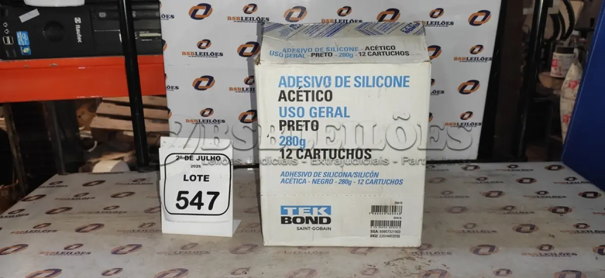 LOTE 547 - 12 BISNAGAS DE ADESIVO SILICONE PRETO 280G CADA MARCA TEK BOND. (NO ESTADO) ATENÇÃO! FAZER A VISITAÇÃO ANTES DE ARREMATAR, NÃO SABEMOS SE FUNCIONA, LEILÃO NÃO TEM GARANTIA E NEM DEVOLUÇÃO, SUJEITO A POSSÍVEIS AVARIAS VISÍVEIS/OCULTAS E/OU AUSÊNCIA DE COMPONENTES.