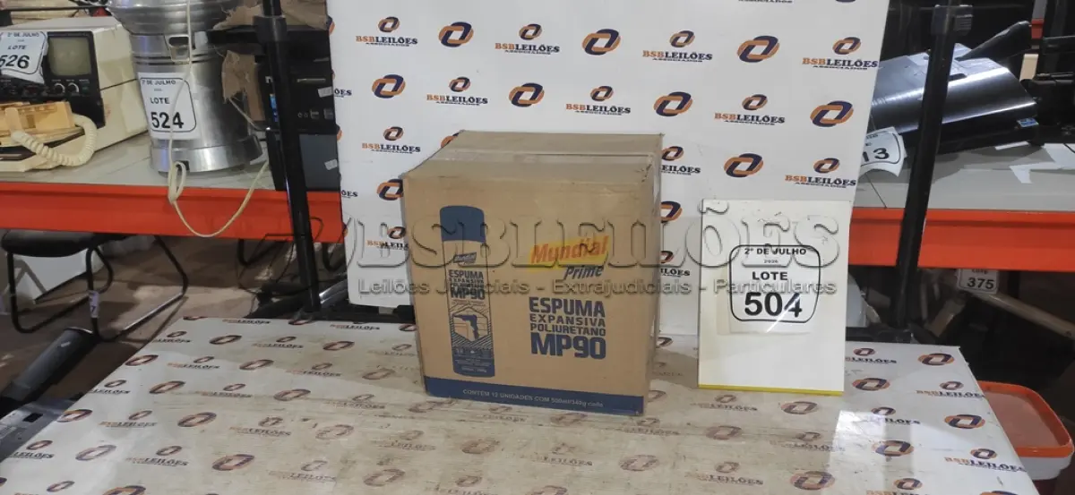 LOTE 504 - 12 LATAS DE ESPUMA EXPANSIVA DE POLIURETANO MP90 DE 500ML CADA MARCA MUNDIAL PRIME. (NO ESTADO) ATENÇÃO! FAZER A VISITAÇÃO ANTES DE ARREMATAR, NÃO SABEMOS SE FUNCIONA, LEILÃO NÃO TEM GARANTIA E NEM DEVOLUÇÃO, SUJEITO A POSSÍVEIS AVARIAS VISÍVEIS/OCULTAS E/OU AUSÊNCIA DE COMPONENTES.