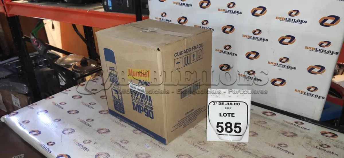LOTE 585 - 12 LATAS DE ESPUMA EXPANSIVA DE POLIURETANO MP90 DE 500ML CADA MARCA MUNDIAL PRIME. (NO ESTADO) ATENÇÃO! FAZER A VISITAÇÃO ANTES DE ARREMATAR, NÃO SABEMOS SE FUNCIONA, LEILÃO NÃO TEM GARANTIA E NEM DEVOLUÇÃO, SUJEITO A POSSÍVEIS AVARIAS VISÍVEIS/OCULTAS E/OU AUSÊNCIA DE COMPONENTES.