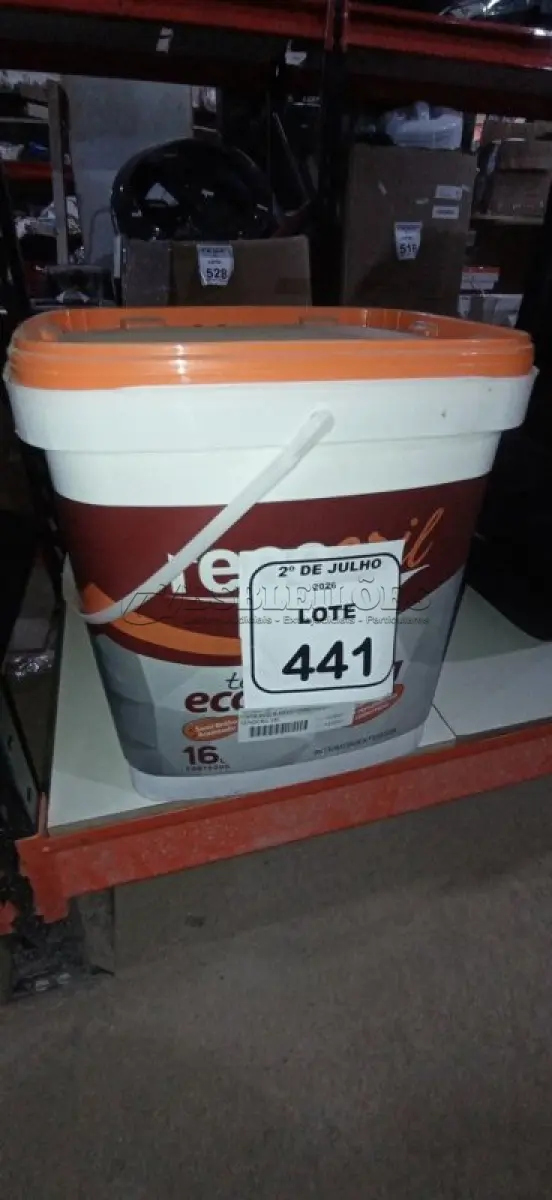 LOTE 441 - 01 BALDE DE TINTA ECONÔMICA 16L NA COR BRANCO NEVE MARCA RENOCRIL. (NO ESTADO) ATENÇÃO! FAZER A VISITAÇÃO ANTES DE ARREMATAR, NÃO SABEMOS SE FUNCIONA, LEILÃO NÃO TEM GARANTIA E NEM DEVOLUÇÃO, SUJEITO A POSSÍVEIS AVARIAS VISÍVEIS/OCULTAS E/OU AUSÊNCIA DE COMPONENTES.