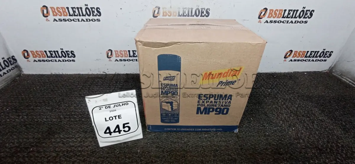 LOTE 445 - 12 LATAS DE ESPUMA EXPANSIVA DE POLIURETANO MP90 DE 500ML CADA MARCA MUNDIAL PRIME. (NO ESTADO) ATENÇÃO! FAZER A VISITAÇÃO ANTES DE ARREMATAR, NÃO SABEMOS SE FUNCIONA, LEILÃO NÃO TEM GARANTIA E NEM DEVOLUÇÃO, SUJEITO A POSSÍVEIS AVARIAS VISÍVEIS/OCULTAS E/OU AUSÊNCIA DE COMPONENTES.