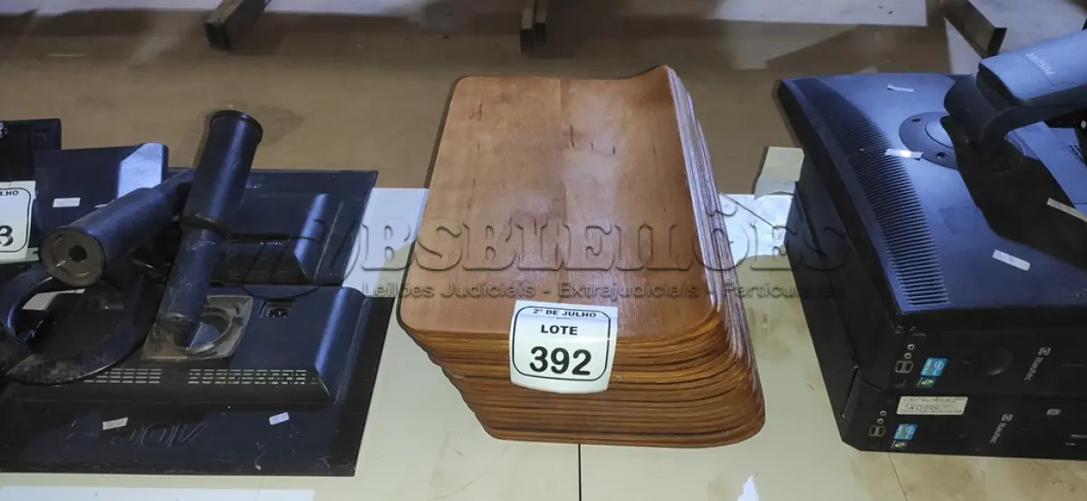 LOTE 392 - 20 PLACAS DE MADEIRA. (NO ESTADO) ATENÇÃO! FAZER A VISITAÇÃO ANTES DE ARREMATAR, NÃO SABEMOS SE FUNCIONA, LEILÃO NÃO TEM GARANTIA E NEM DEVOLUÇÃO, SUJEITO A POSSÍVEIS AVARIAS VISÍVEIS/OCULTAS E/OU AUSÊNCIA DE COMPONENTES.
