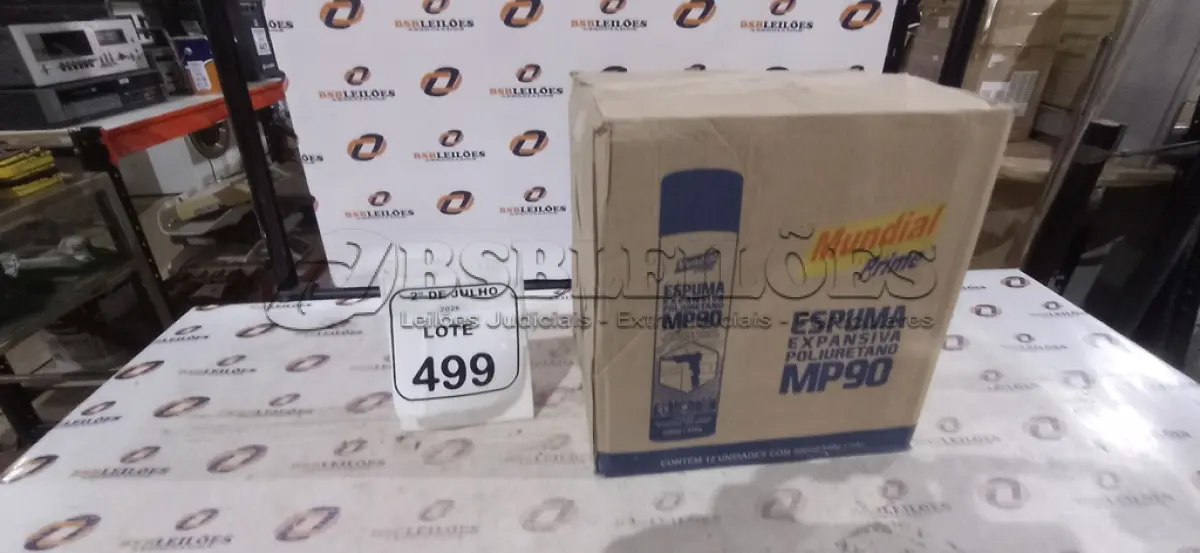 LOTE 499 - 12 LATAS DE ESPUMA EXPANSIVA DE POLIURETANO MP90 DE 500ML CADA MARCA MUNDIAL PRIME. (NO ESTADO) ATENÇÃO! FAZER A VISITAÇÃO ANTES DE ARREMATAR, NÃO SABEMOS SE FUNCIONA, LEILÃO NÃO TEM GARANTIA E NEM DEVOLUÇÃO, SUJEITO A POSSÍVEIS AVARIAS VISÍVEIS/OCULTAS E/OU AUSÊNCIA DE COMPONENTES.