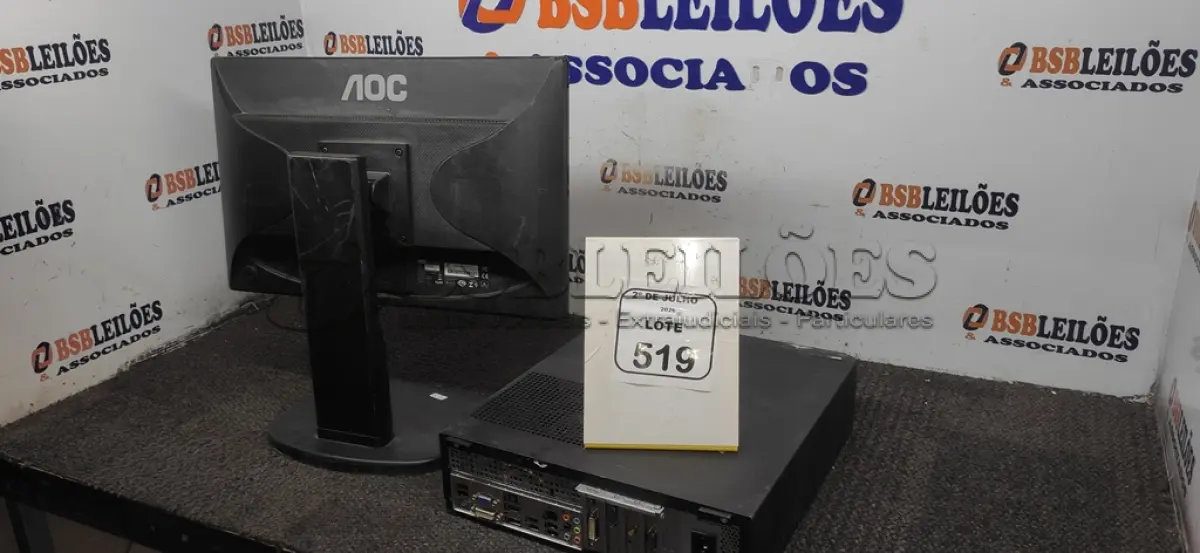 LOTE 519 - 01 MONITOR MARCA AOC E 01 CPU MARCA ITAUTEC . (NO ESTADO) ATENÇÃO! FAZER A VISITAÇÃO ANTES DE ARREMATAR, NÃO SABEMOS SE FUNCIONA, LEILÃO NÃO TEM GARANTIA E NEM DEVOLUÇÃO, SUJEITO A POSSÍVEIS AVARIAS VISÍVEIS/OCULTAS E/OU AUSÊNCIA DE COMPONENTES.
