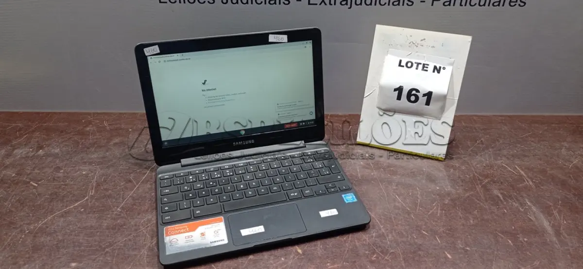 LOTE 161 - 01 CROMEBOOK LINHA CONNECT MEMORIA 2GB, 16GB E.MMC TELA DE 11.6’’ MARCA SAMSUNG SEM FONTE. (NO ESTADO) ATENÇÃO! FAZER A VISITAÇÃO ANTES DE ARREMATAR, NÃO SABEMOS SE FUNCIONA, LEILÃO NÃO TEM GARANTIA E NEM DEVOLUÇÃO, SUJEITO A POSSÍVEIS AVARIAS VISÍVEIS/OCULTAS E/OU AUSÊNCIA DE COMPONENTES.