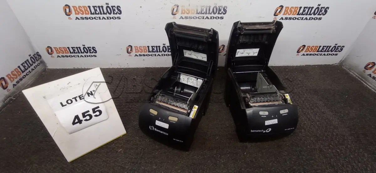 LOTE 455 - 02 IMPRESSORAS TÊRMICAS BEMATECH.  (NO ESTADO) ATENÇÃO! FAZER A VISITAÇÃO ANTES DE ARREMATAR, NÃO SABEMOS SE FUNCIONA, LEILÃO NÃO TEM GARANTIA E NEM DEVOLUÇÃO, SUJEITO A POSSÍVEIS AVARIAS VISÍVEIS/OCULTAS E/OU AUSÊNCIA DE COMPONENTES.