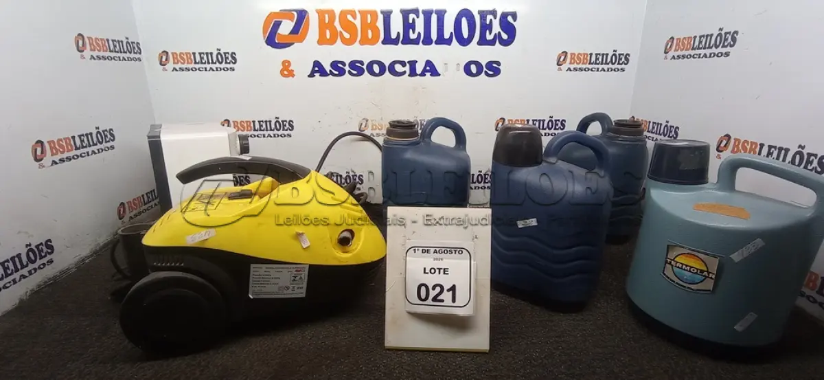 LOTE 021 - 01 PURIFICADOR DE ÁGUA, 01 MÁQUINA DE ALTA PRESSÃO E 03 GARRAFAS TÉRMICAS. (NO ESTADO) ATENÇÃO! FAZER A VISITAÇÃO ANTES DE ARREMATAR, NÃO SABEMOS SE FUNCIONA, LEILÃO NÃO TEM GARANTIA E NEM DEVOLUÇÃO, SUJEITO A POSSÍVEIS AVARIAS VISÍVEIS/OCULTAS E/OU AUSÊNCIA DE COMPONENTES.