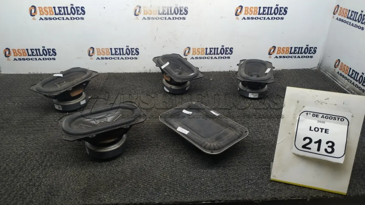 LOTE 213 - 05 AUTO FALANTES DE MARCAS E MODELOS DIVERSOS. (NO ESTADO) ATENÇÃO! FAZER A VISITAÇÃO ANTES DE ARREMATAR, NÃO SABEMOS SE FUNCIONA, LEILÃO NÃO TEM GARANTIA E NEM DEVOLUÇÃO, SUJEITO A POSSÍVEIS AVARIAS VISÍVEIS/OCULTAS E/OU AUSÊNCIA DE COMPONENTES.