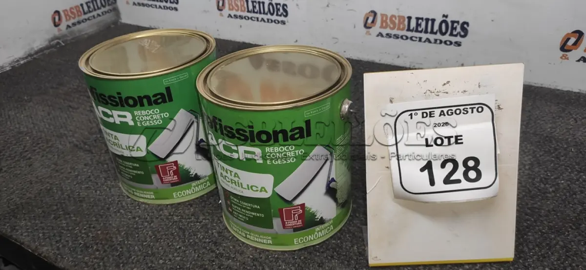 LOTE 128 - 01 LATA DE TINTA ACRÍLICA DE 3,6L NA COR LUAR DO SERTÃO FOSCO MARCA PROFISSIONAL ACR. (NO ESTADO) ATENÇÃO! FAZER A VISITAÇÃO ANTES DE ARREMATAR, NÃO SABEMOS SE FUNCIONA, LEILÃO NÃO TEM GARANTIA E NEM DEVOLUÇÃO, SUJEITO A POSSÍVEIS AVARIAS VISÍVEIS/OCULTAS E/OU AUSÊNCIA DE COMPONENTES.