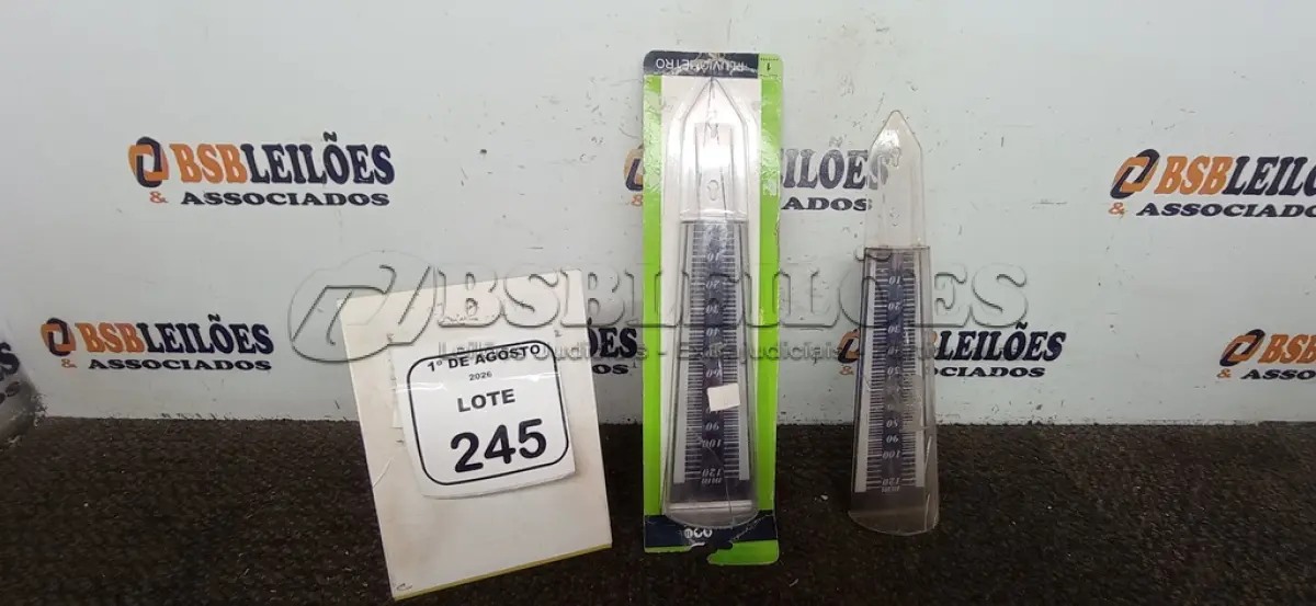 LOTE 245 - 02 PLUVIÔMETROS. (NO ESTADO) ATENÇÃO! FAZER A VISITAÇÃO ANTES DE ARREMATAR, NÃO SABEMOS SE FUNCIONA, LEILÃO NÃO TEM GARANTIA E NEM DEVOLUÇÃO, SUJEITO A POSSÍVEIS AVARIAS VISÍVEIS/OCULTAS E/OU AUSÊNCIA DE COMPONENTES.