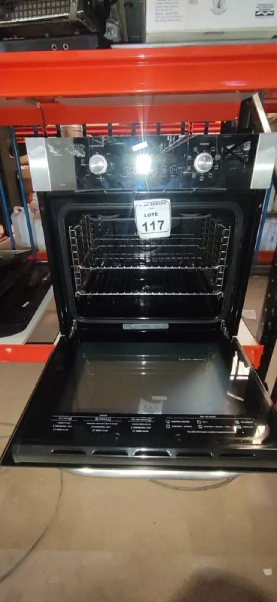 LOTE 117 - 01 FORNO DE EMBUTIR MARCA ELECTROLUX. (NO ESTADO) ATENÇÃO! FAZER A VISITAÇÃO ANTES DE ARREMATAR, NÃO SABEMOS SE FUNCIONA, LEILÃO NÃO TEM GARANTIA E NEM DEVOLUÇÃO, SUJEITO A POSSÍVEIS AVARIAS VISÍVEIS/OCULTAS E/OU AUSÊNCIA DE COMPONENTES.